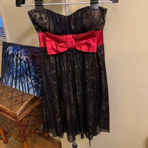 Strapless Animal Print and Overlay dress